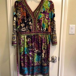 3/4 sleeve XXL dress with colorful print